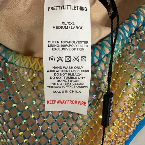 Pretty Little Thing Plus Turquoise Diamante Tie Side Bikini Bottoms XL/XXL - Picture 4 of 6